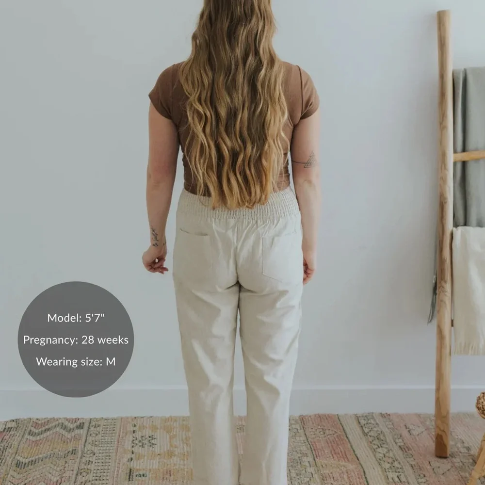 Maternity Linen Pants - Picture 3 of 4